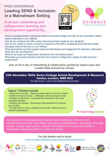 EfL LearningShared Leading SEND & Inclusion in Mainstream Conference 6th Dec 2024